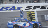 Three in a row! Look as Larson celebrates storybook Kansas win